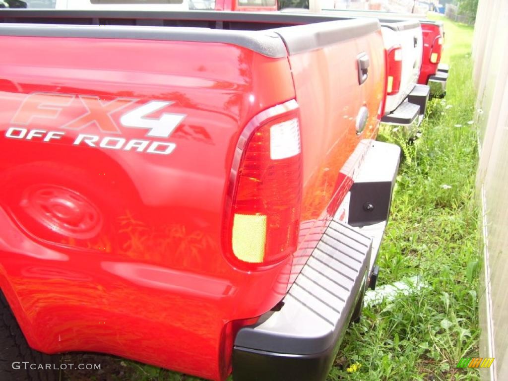 2010 F350 Super Duty XL Regular Cab 4x4 - Vermillion Red / Medium Stone photo #7