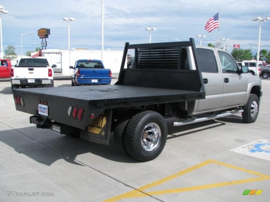 2002 Silverado 3500 LT Crew Cab 4x4 Dually - Light Pewter Metallic / Tan photo #3