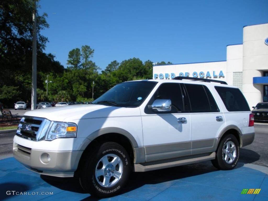 2009 Expedition Eddie Bauer - Oxford White / Charcoal Black Leather/Camel photo #1