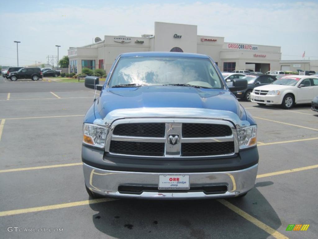 2010 Ram 1500 ST Quad Cab - Deep Water Blue Pearl / Dark Slate/Medium Graystone photo #2
