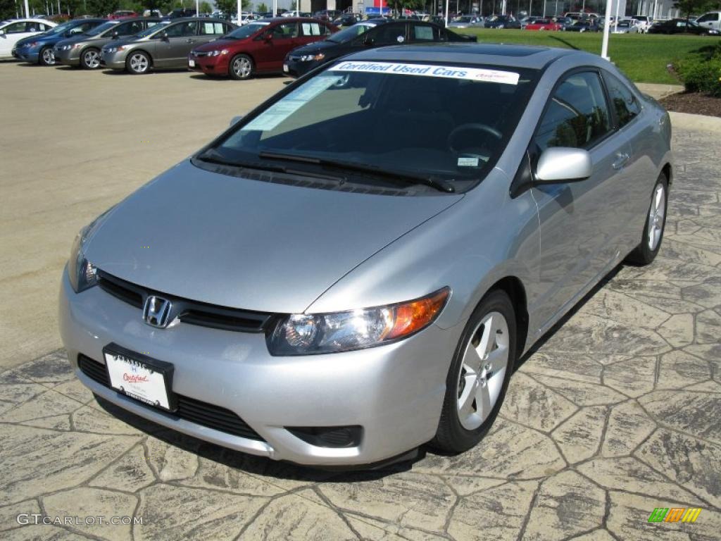 2007 Civic EX Coupe - Alabaster Silver Metallic / Gray photo #2