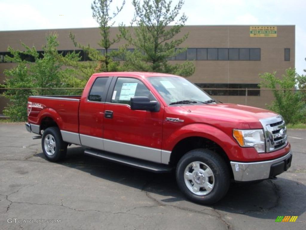 2010 F150 XLT SuperCab 4x4 - Vermillion Red / Medium Stone photo #1