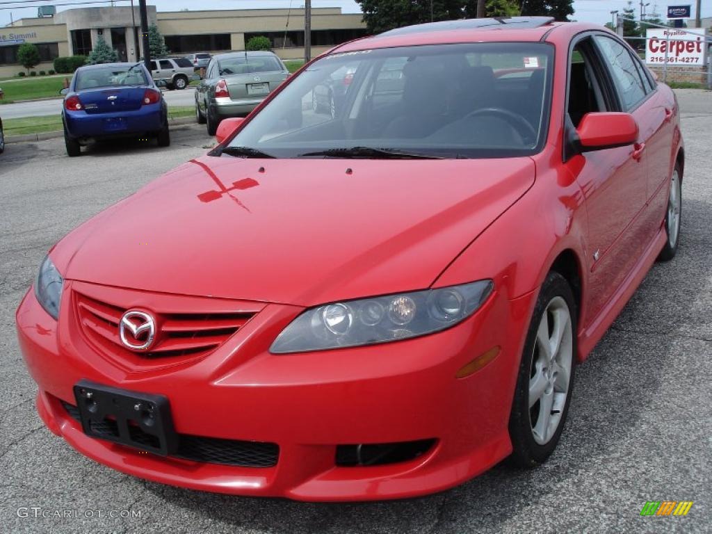 2004 MAZDA6 s Hatchback - Volcanic Red / Black photo #3