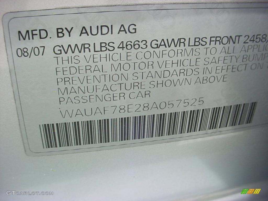 2008 A4 2.0T Sedan - Light Silver Metallic / Black photo #21