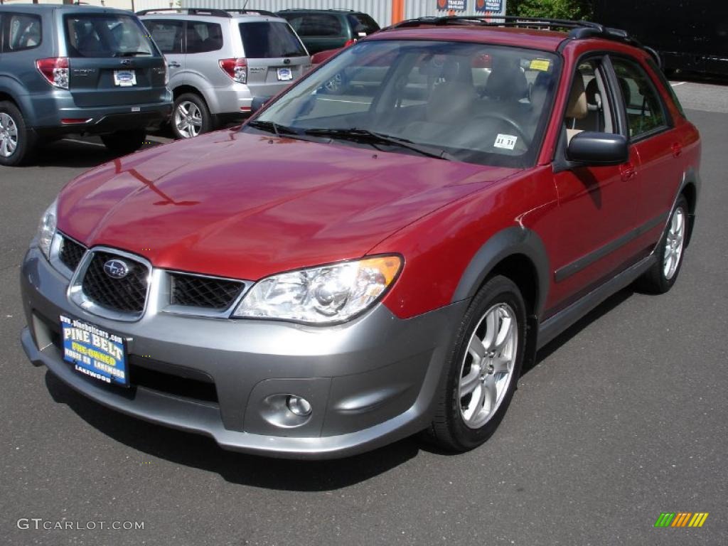 2007 Impreza Outback Sport Wagon - Garnet Red Pearl / Desert Beige photo #1