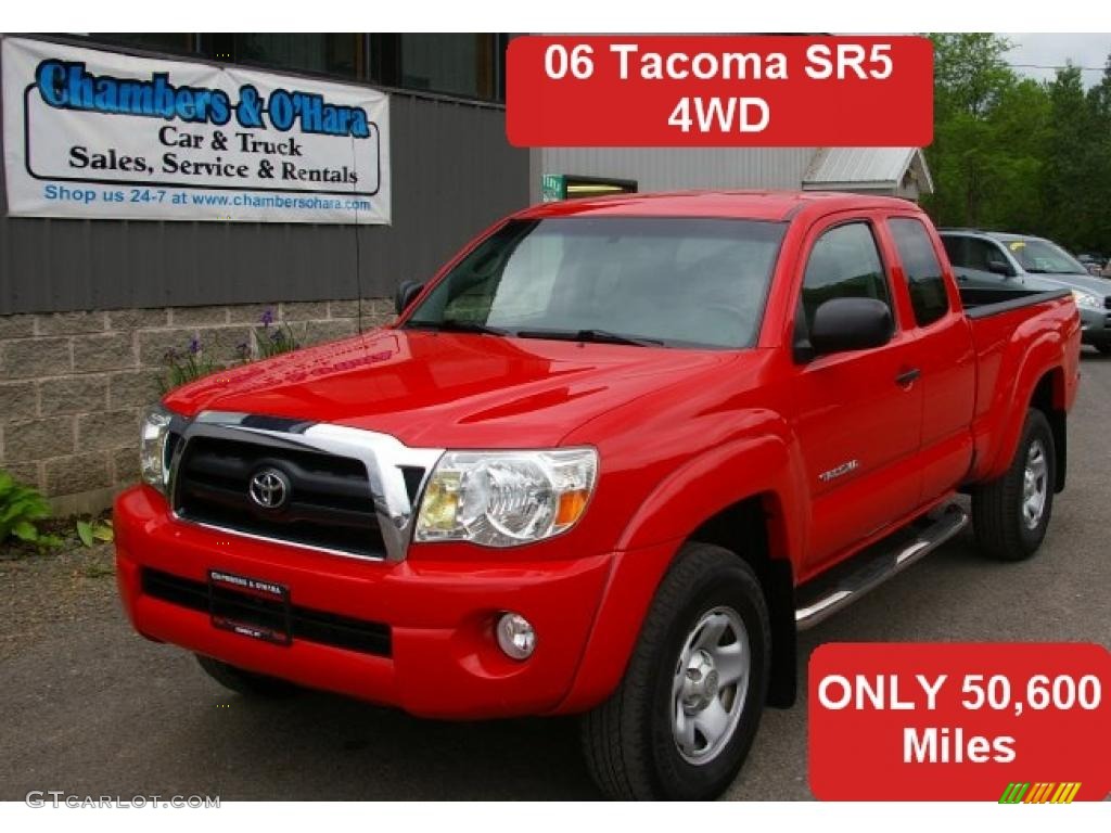2006 Tacoma V6 Access Cab 4x4 - Radiant Red / Graphite Gray photo #2