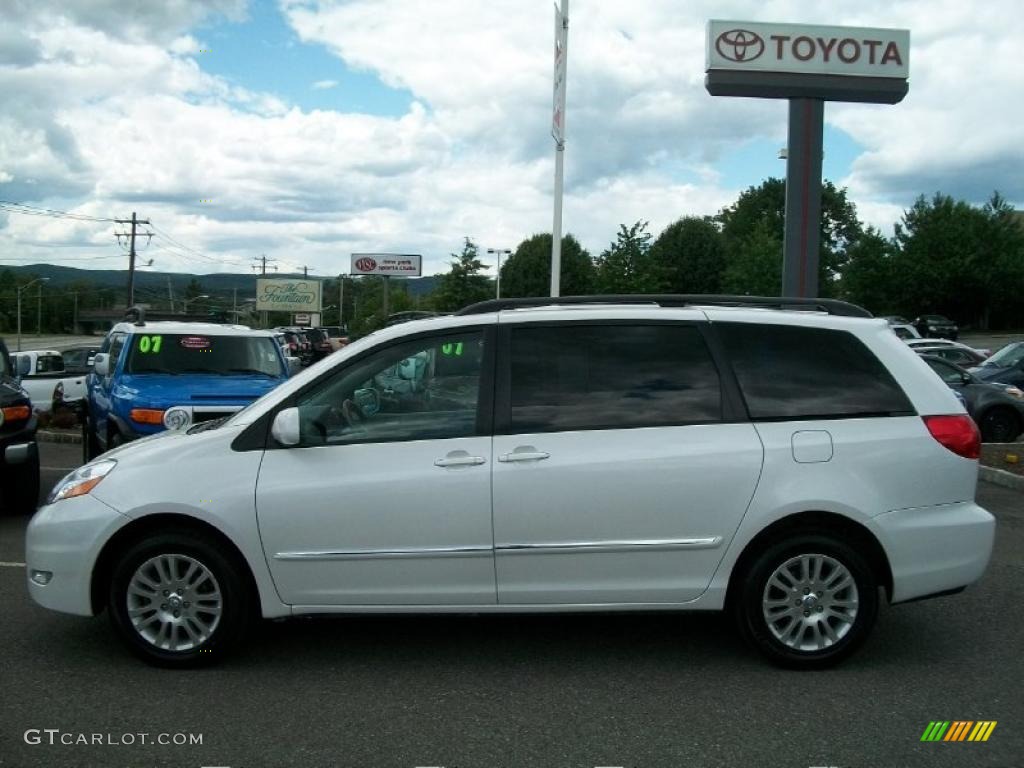 2007 Sienna XLE Limited AWD - Arctic Frost Pearl White / Stone photo #3