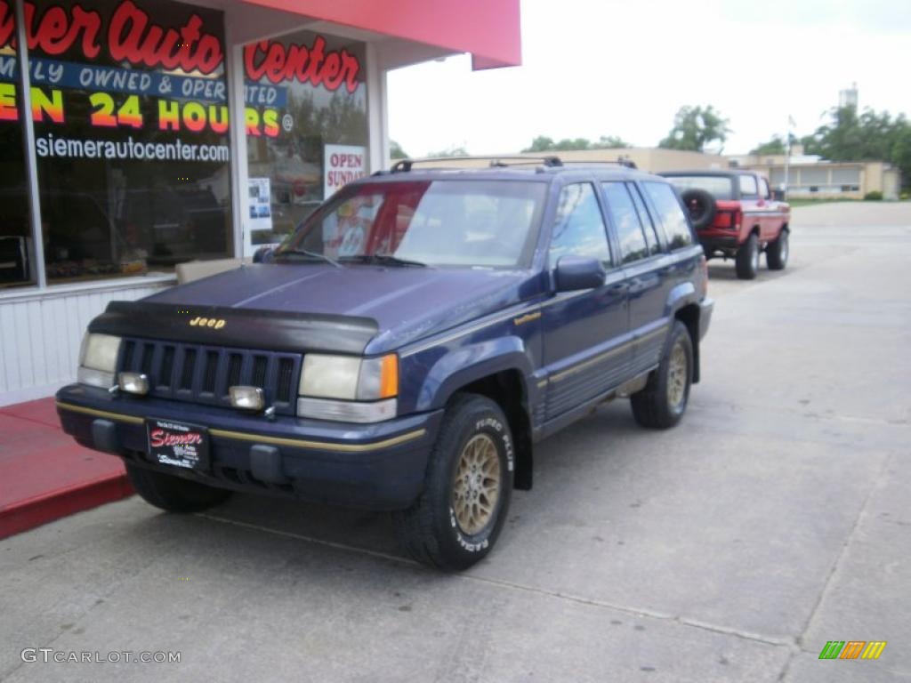 1993 Grand Cherokee Limited 4x4 - Jewel Blue Pearl Metallic / Beige photo #4