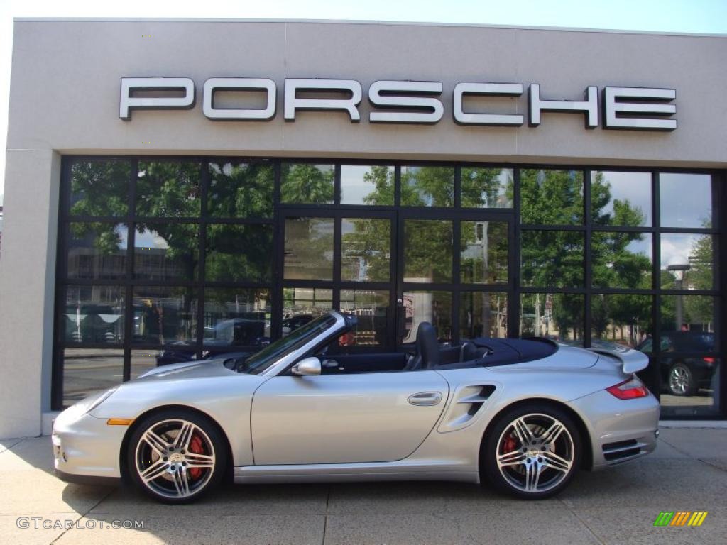 2008 911 Turbo Cabriolet - Arctic Silver Metallic / Sea Blue photo #1