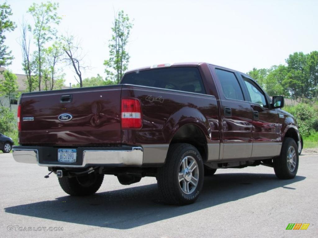 2005 F150 XLT SuperCrew 4x4 - Dark Toreador Red Metallic / Tan photo #2