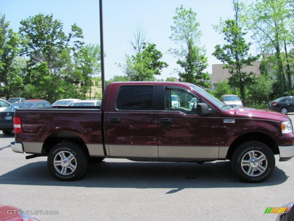 2005 F150 XLT SuperCrew 4x4 - Dark Toreador Red Metallic / Tan photo #17