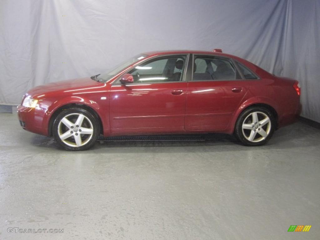 2004 A4 1.8T quattro Sedan - Crimson Red Pearl Effect / Grey photo #2