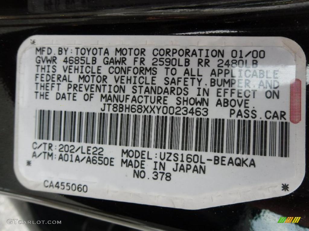 2000 GS Color Code 202 for Black Onyx Photo #31221201