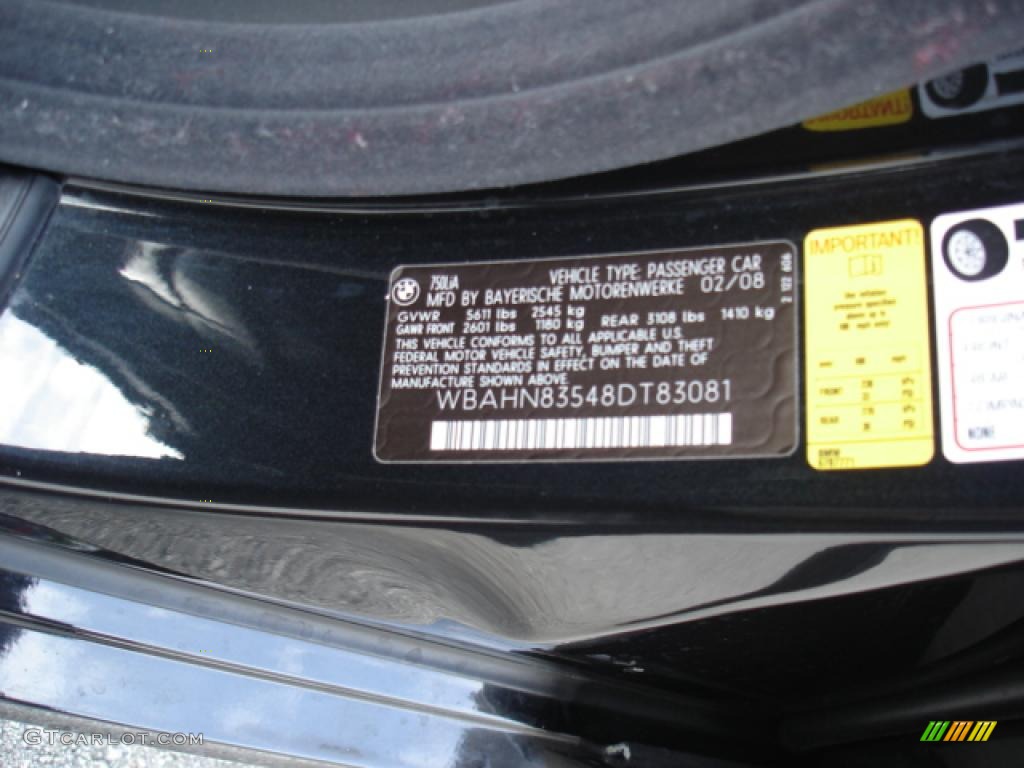 2008 7 Series 750Li Sedan - Azurite Black Metallic / Black photo #18