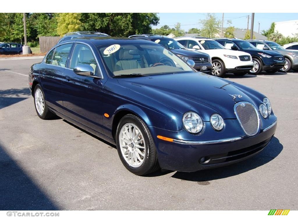 2007 S-Type 3.0 - Indigo Blue Metallic / Ivory/Mocha photo #1