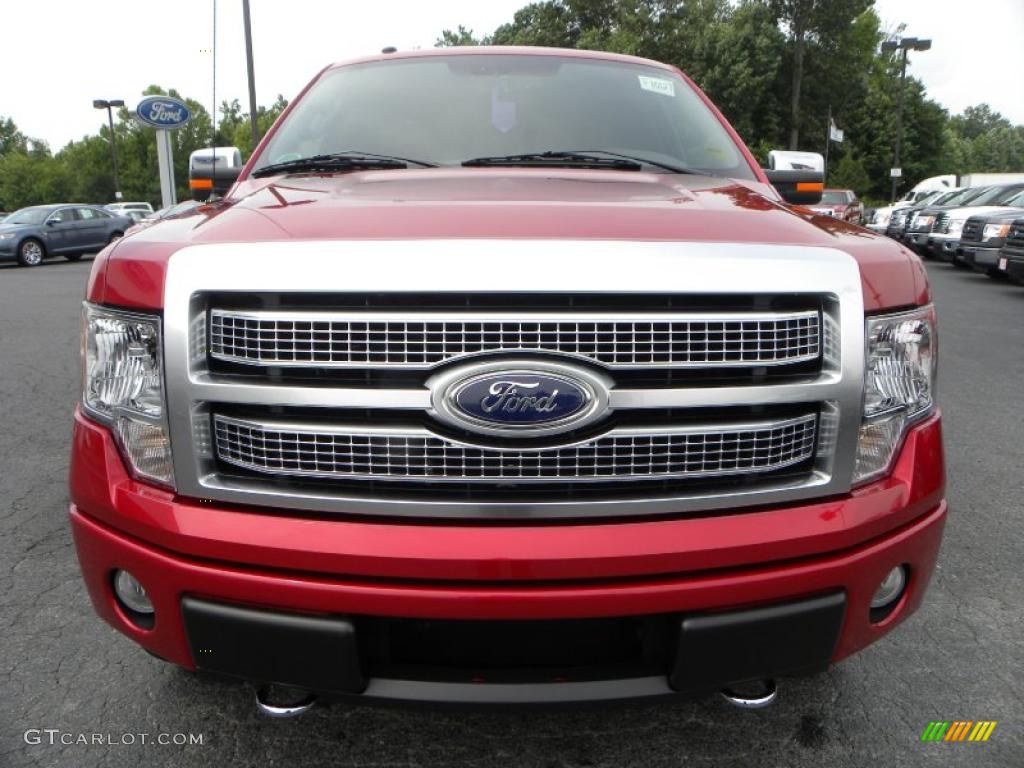 2010 F150 Platinum SuperCrew 4x4 - Red Candy Metallic / Sienna Brown Leather/Black photo #7