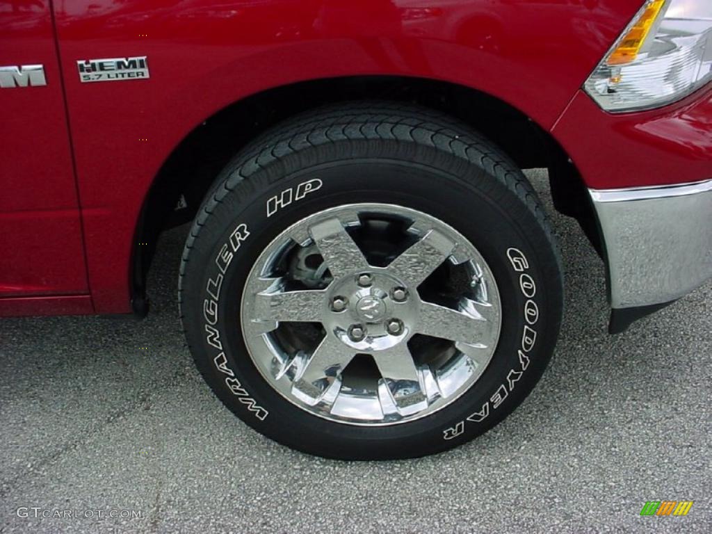 2009 Ram 1500 Laramie Quad Cab - Inferno Red Crystal Pearl / Light Pebble Beige/Bark Brown photo #3