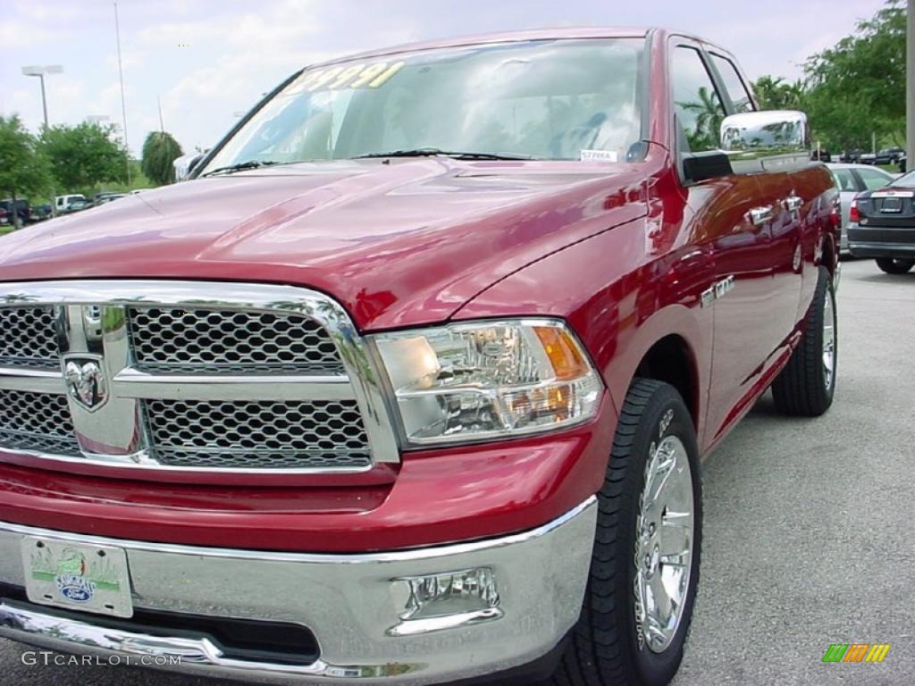 2009 Ram 1500 Laramie Quad Cab - Inferno Red Crystal Pearl / Light Pebble Beige/Bark Brown photo #12