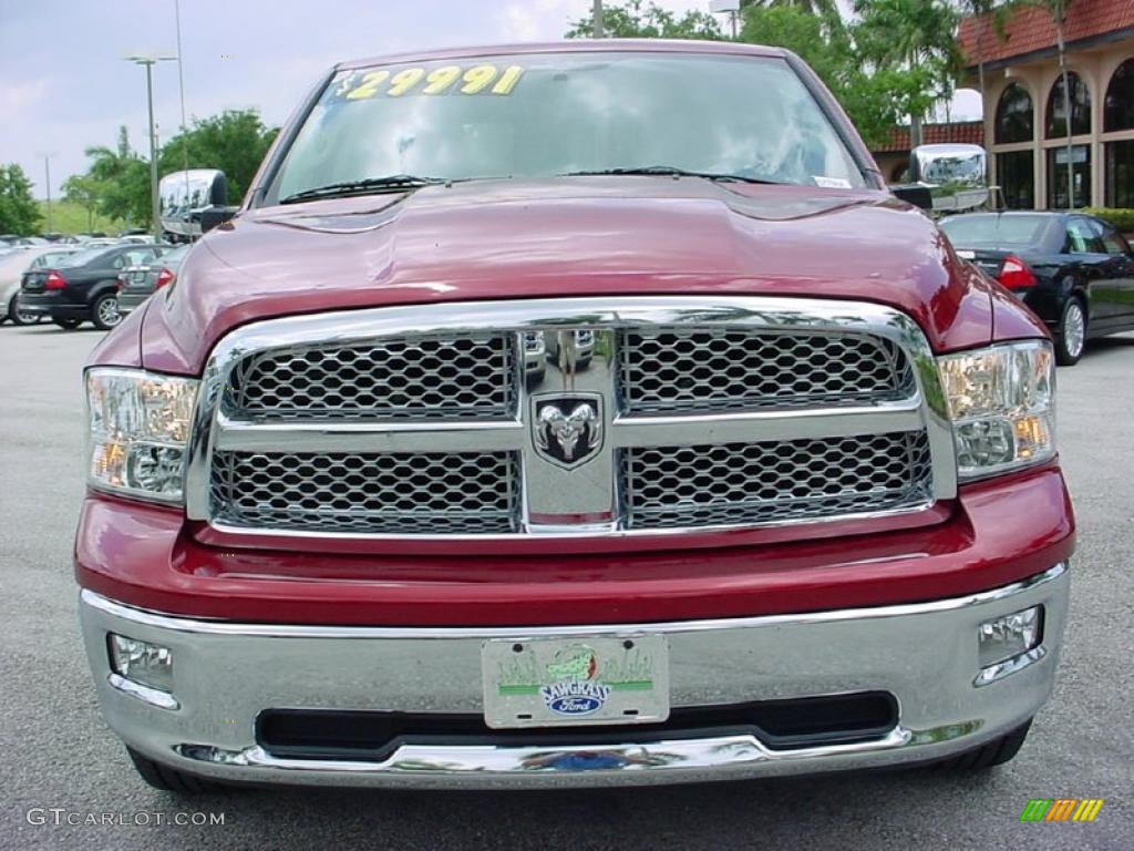 2009 Ram 1500 Laramie Quad Cab - Inferno Red Crystal Pearl / Light Pebble Beige/Bark Brown photo #14