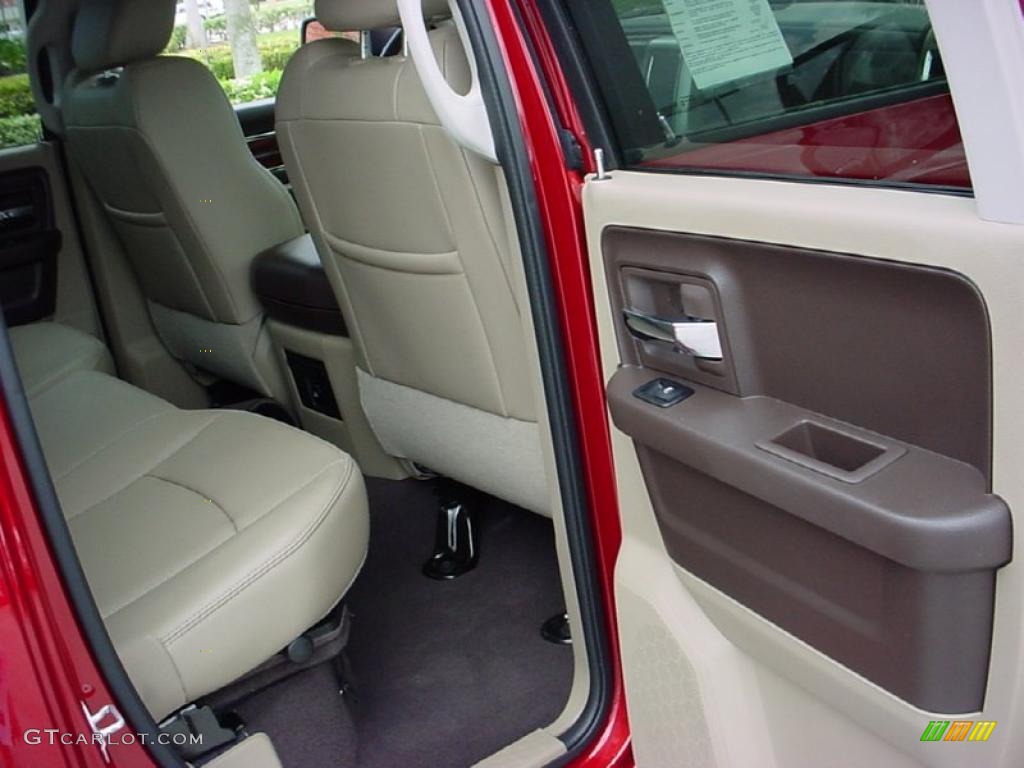 2009 Ram 1500 Laramie Quad Cab - Inferno Red Crystal Pearl / Light Pebble Beige/Bark Brown photo #20