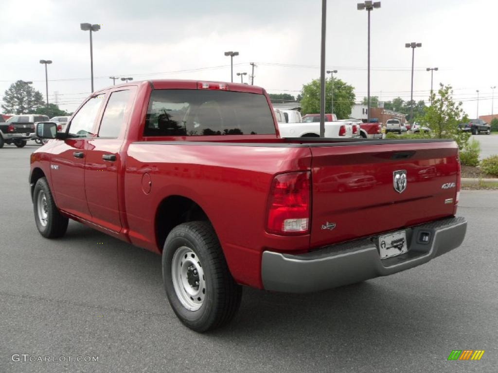 2010 Ram 1500 ST Quad Cab 4x4 - Inferno Red Crystal Pearl / Dark Slate/Medium Graystone photo #2