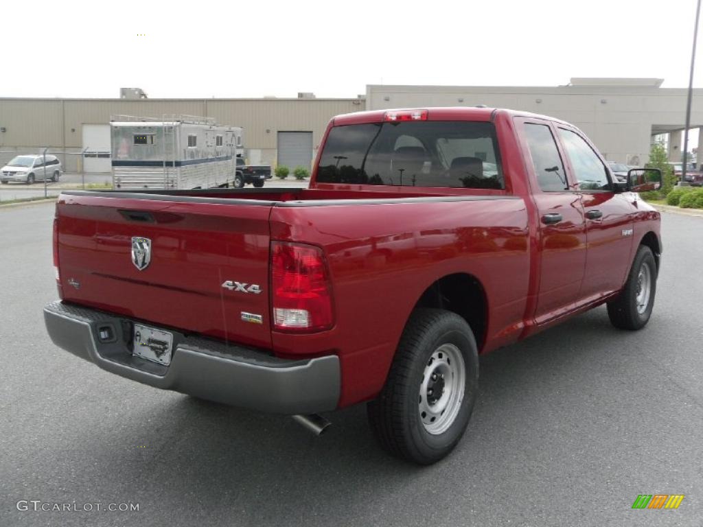 2010 Ram 1500 ST Quad Cab 4x4 - Inferno Red Crystal Pearl / Dark Slate/Medium Graystone photo #4