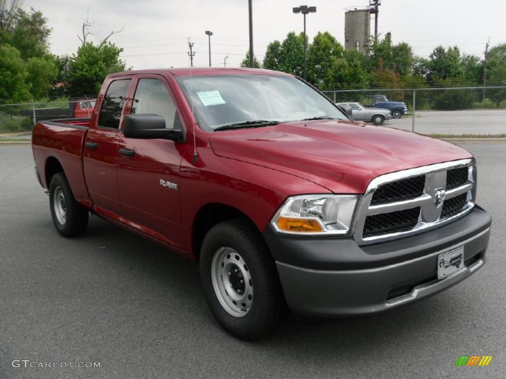 2010 Ram 1500 ST Quad Cab 4x4 - Inferno Red Crystal Pearl / Dark Slate/Medium Graystone photo #5