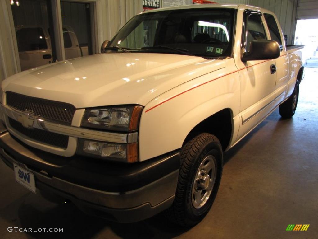 2004 Silverado 1500 LS Extended Cab 4x4 - Summit White / Medium Gray photo #2