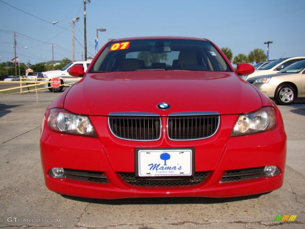 2007 3 Series 328i Sedan - Crimson Red / Beige photo #3