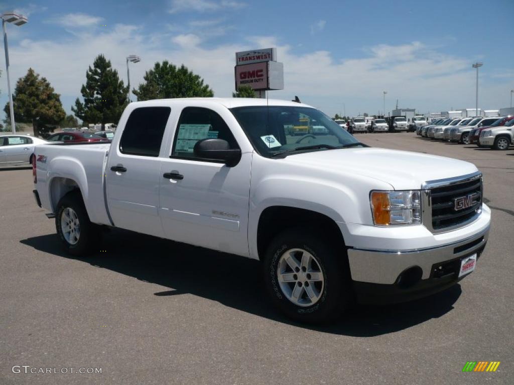 2010 Sierra 1500 SLE Crew Cab 4x4 - Summit White / Light Titanium/Ebony photo #1