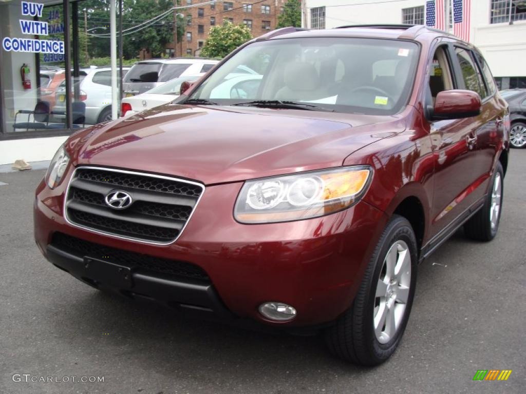 2007 Santa Fe Limited 4WD - Dark Cherry Red / Beige photo #1