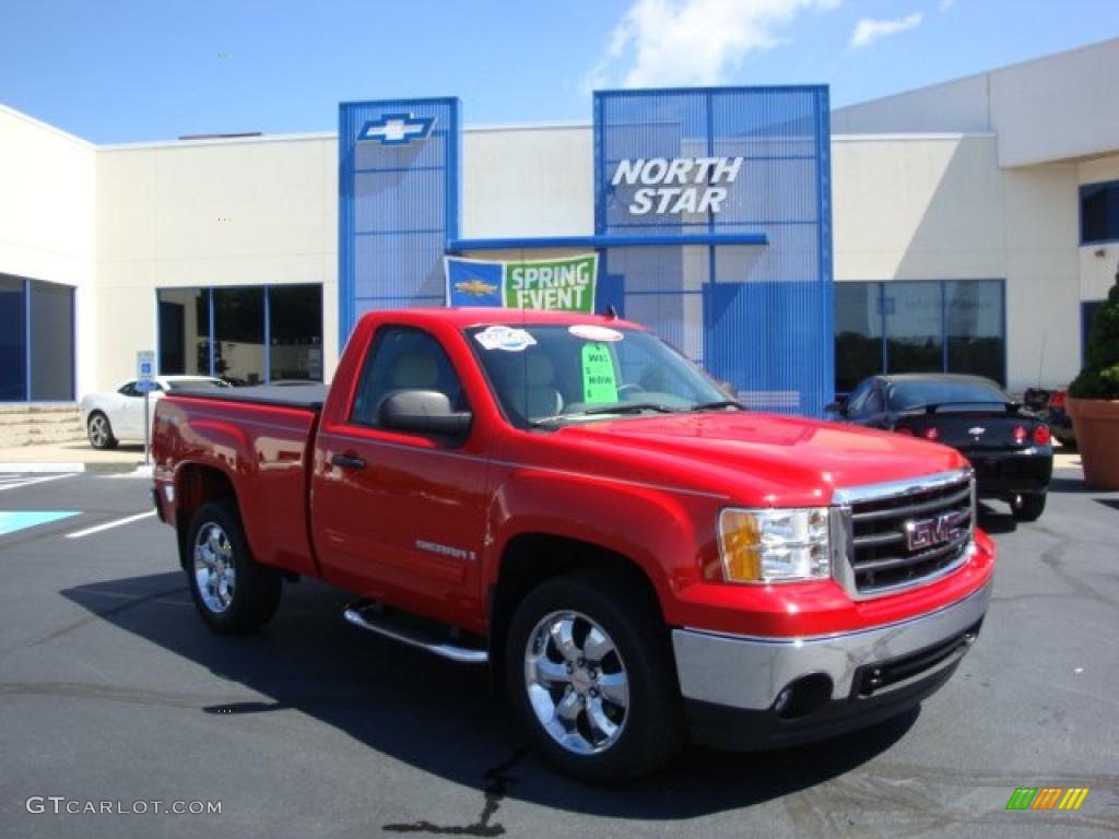 2008 Sierra 1500 SLE Regular Cab 4x4 - Fire Red / Dark Titanium photo #1