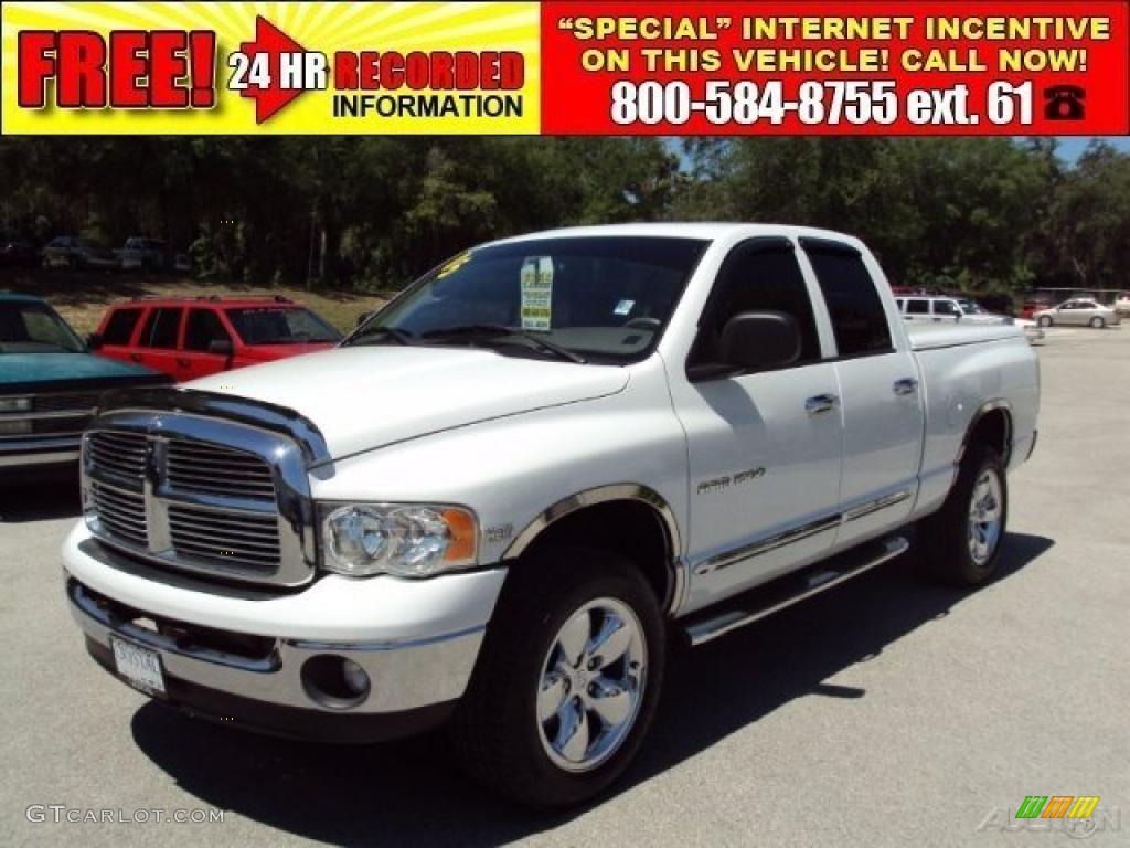 2005 Ram 1500 Laramie Quad Cab 4x4 - Bright White / Taupe photo #1