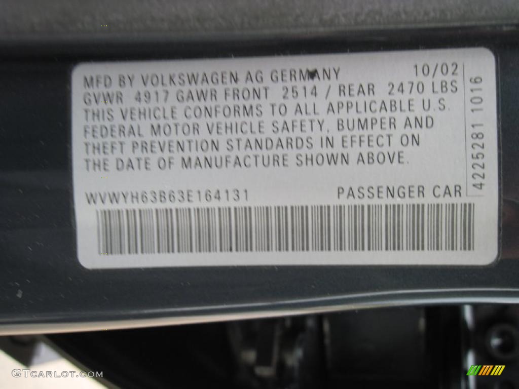 2003 Passat GLX 4Motion Wagon - Blue Anthracite Pearl / Grey photo #13