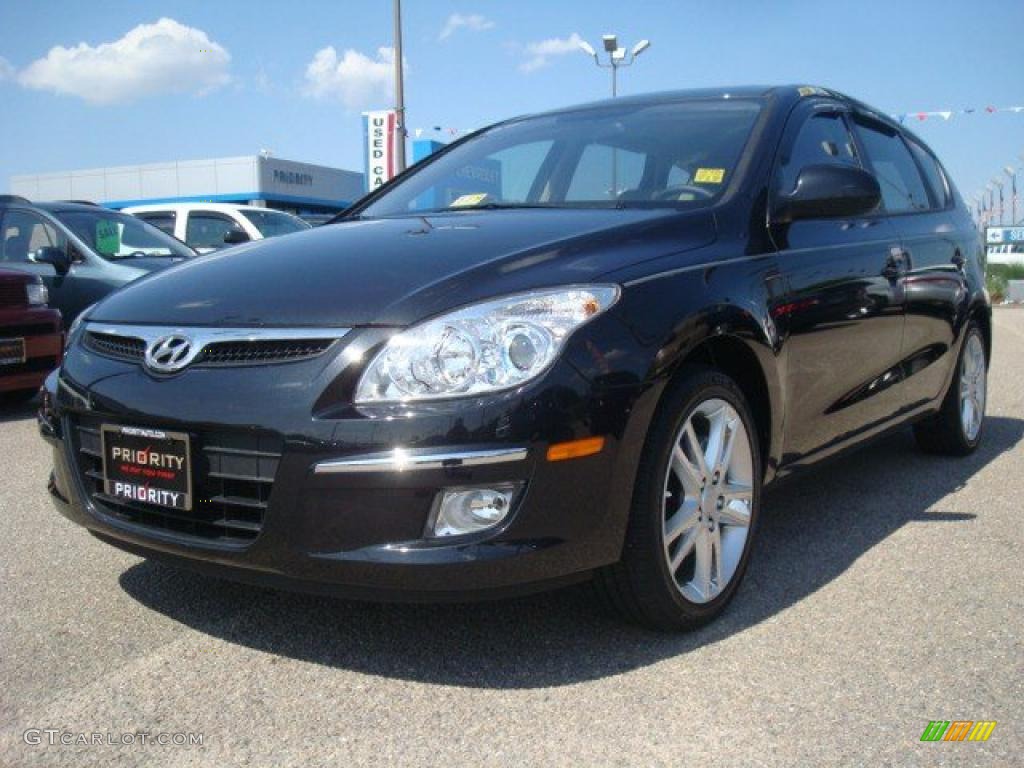 2009 Elantra Touring - Black Pearl / Beige photo #1