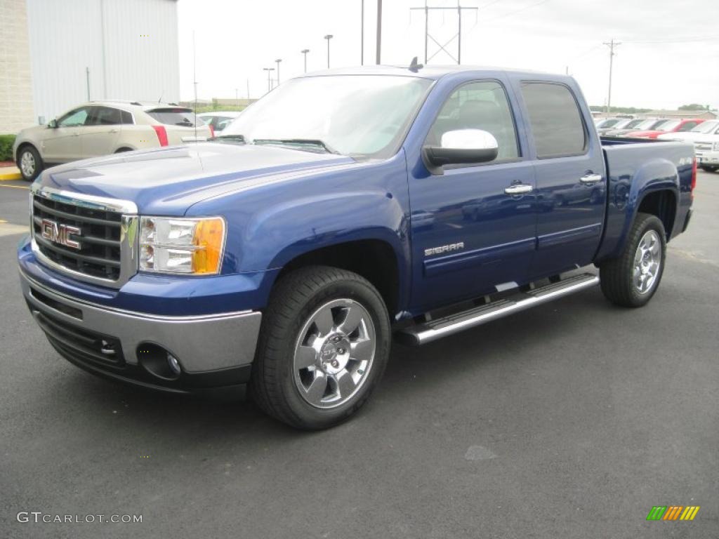 2010 Sierra 1500 SLE Crew Cab 4x4 - Laser Blue Metallic / Dark Titanium/Light Titanium photo #1