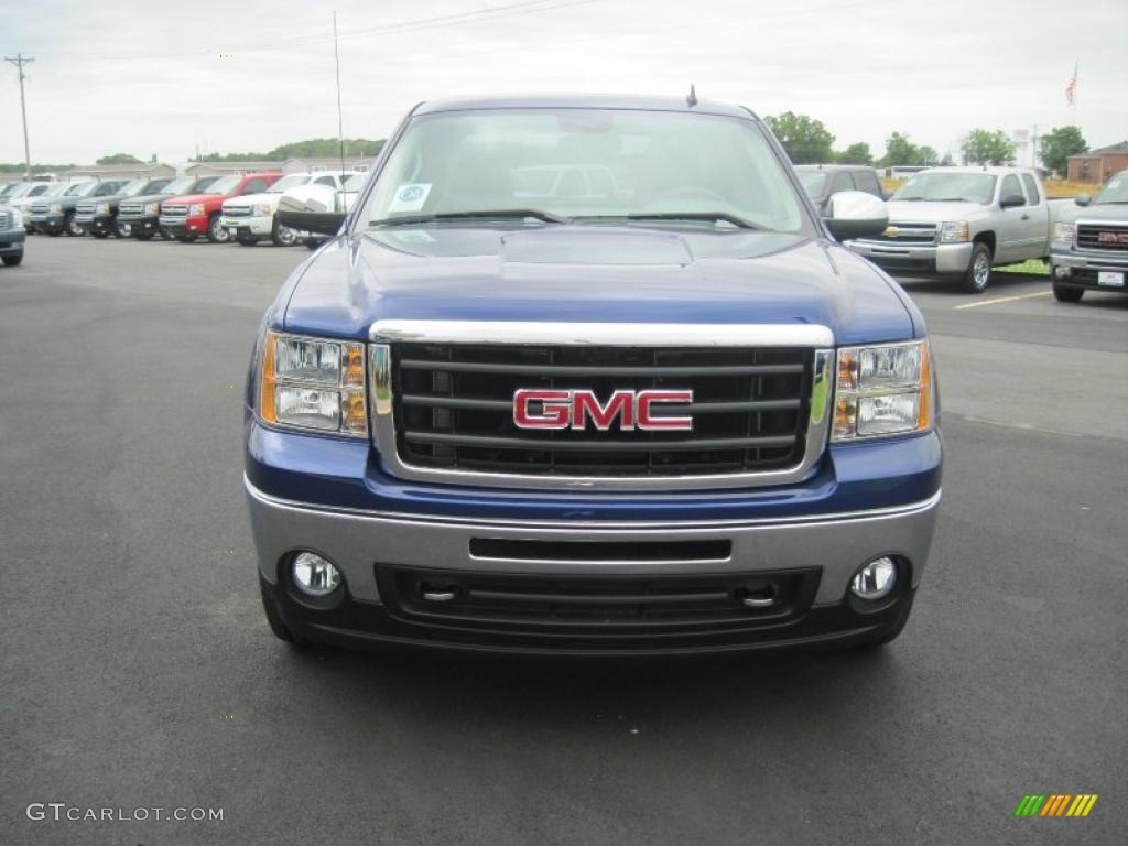 2010 Sierra 1500 SLE Crew Cab 4x4 - Laser Blue Metallic / Dark Titanium/Light Titanium photo #2
