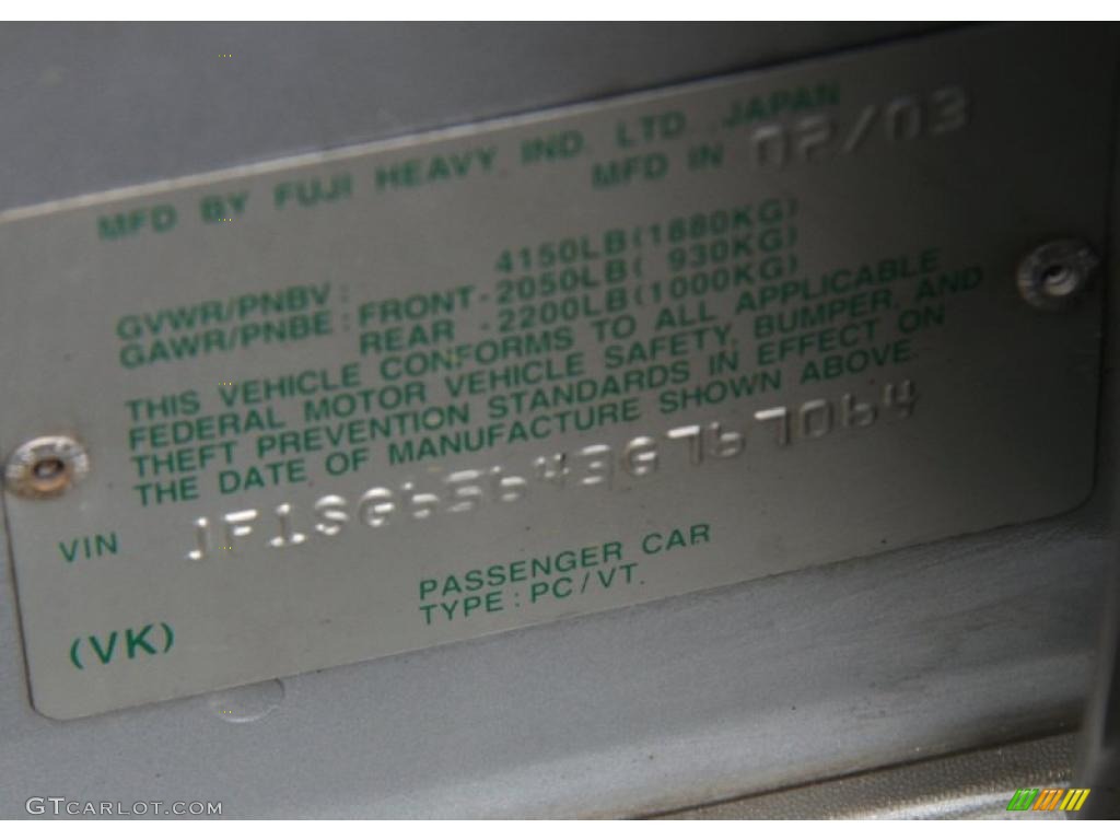 2003 Forester 2.5 XS - Platinum Silver Metallic / Gray photo #26