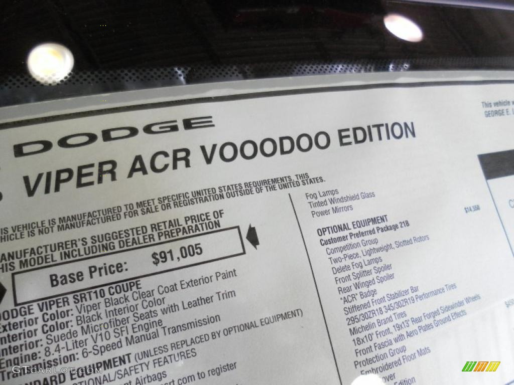 2010 Viper ACR VoooDoo Edition Coupe - Viper Black / Black photo #13