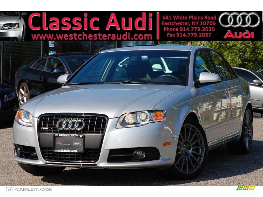 2008 A4 2.0T quattro S-Line Sedan - Light Silver Metallic / Black photo #1