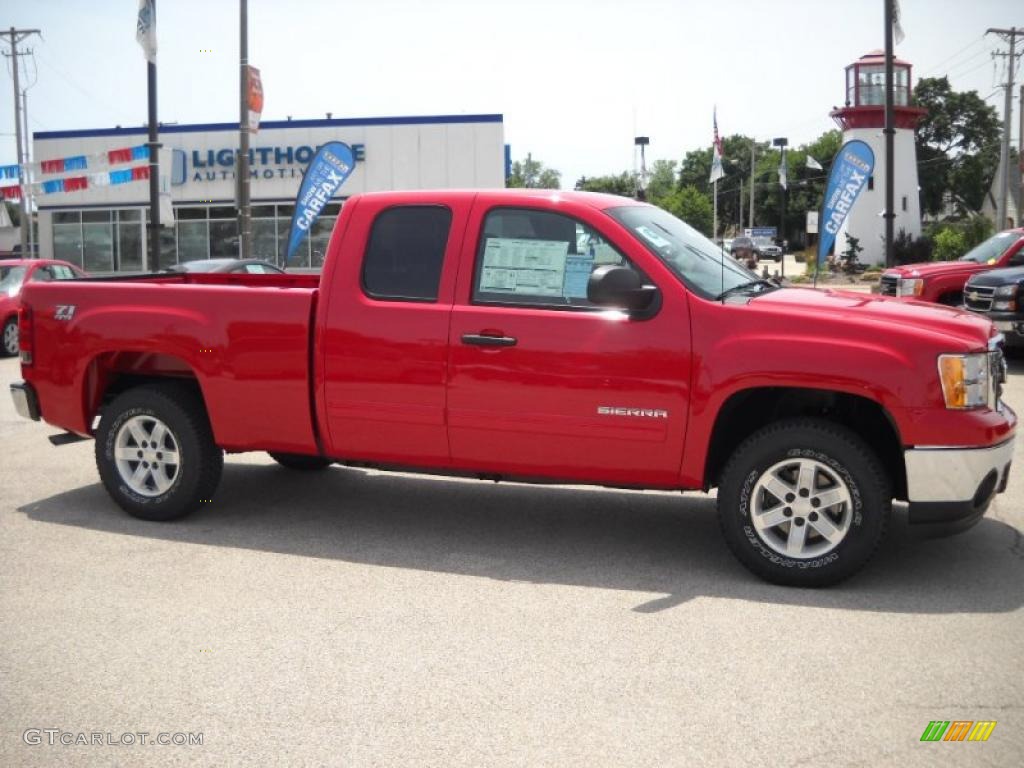 2010 Sierra 1500 SLE Extended Cab 4x4 - Fire Red / Ebony photo #1