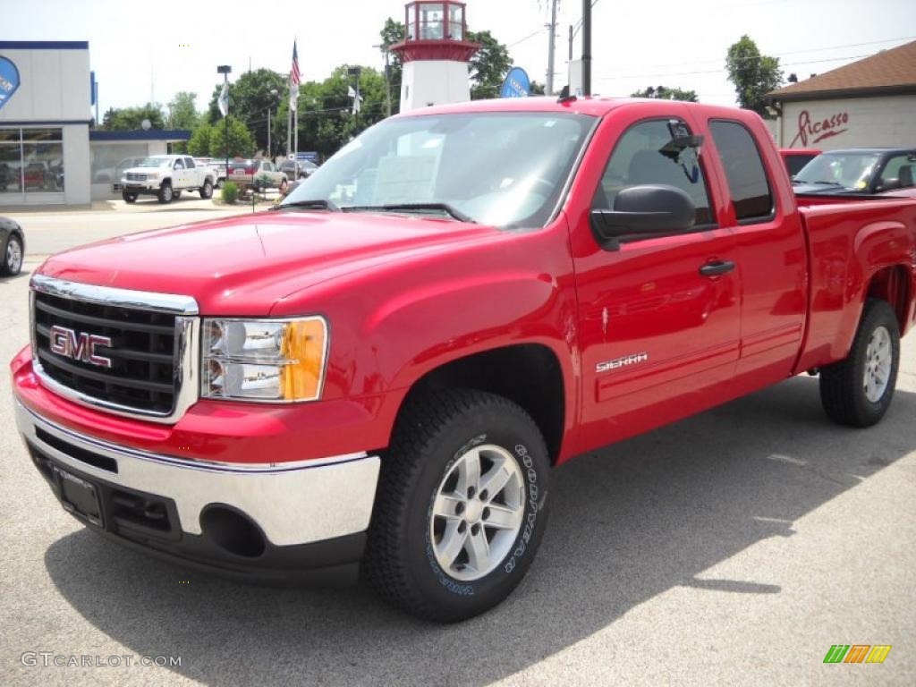 2010 Sierra 1500 SLE Extended Cab 4x4 - Fire Red / Ebony photo #3