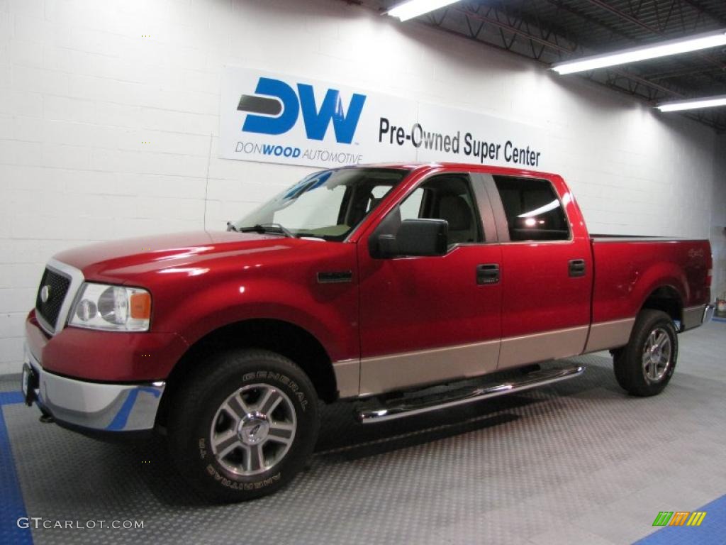 2007 F150 Lariat SuperCrew 4x4 - Redfire Metallic / Tan photo #2