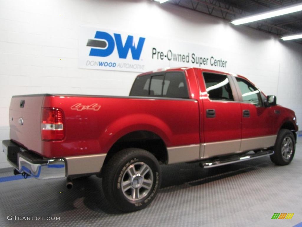 2007 F150 Lariat SuperCrew 4x4 - Redfire Metallic / Tan photo #4