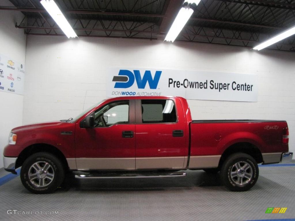 2007 F150 Lariat SuperCrew 4x4 - Redfire Metallic / Tan photo #5