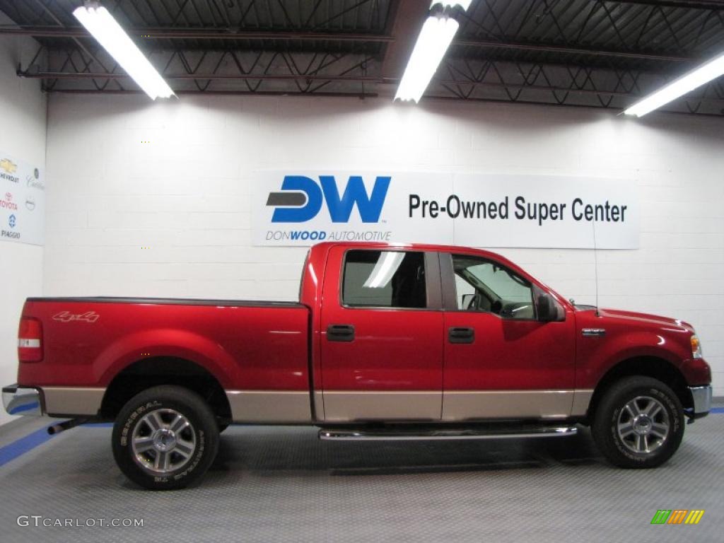 2007 F150 Lariat SuperCrew 4x4 - Redfire Metallic / Tan photo #6