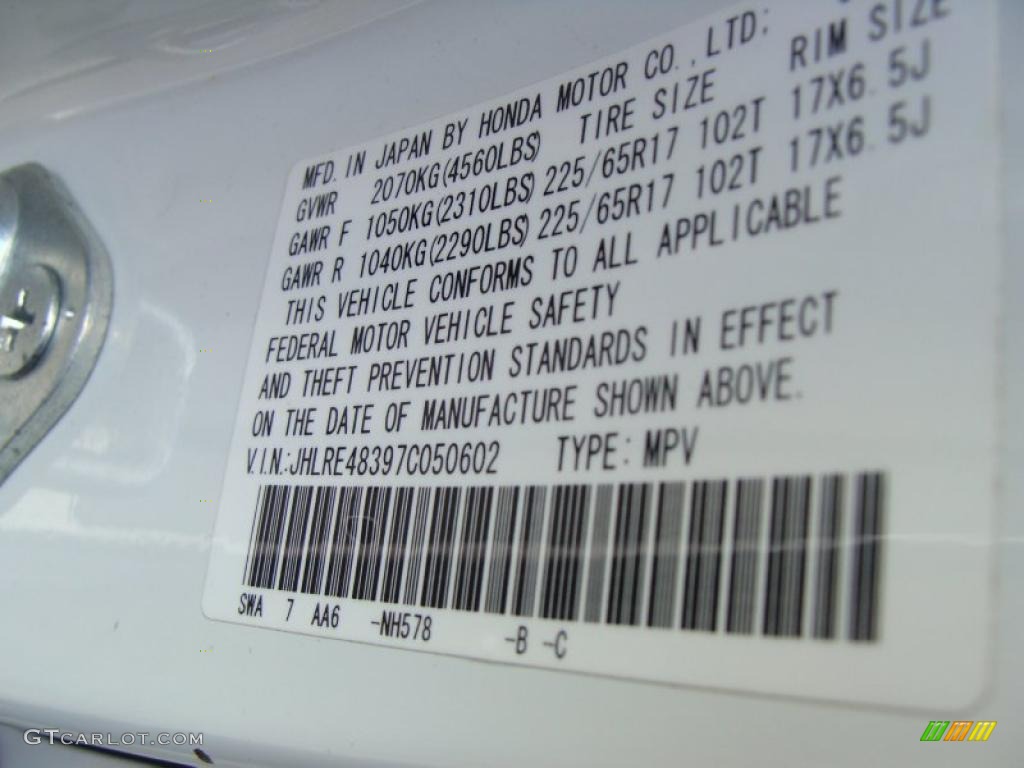 2007 CR-V LX 4WD - Taffeta White / Black photo #33