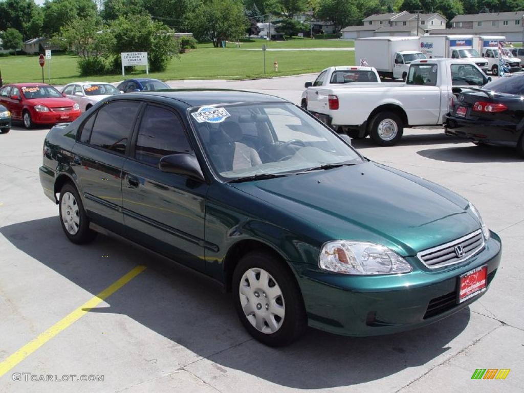 1999 Civic VP Sedan - Clover Green Pearl / Gray photo #2