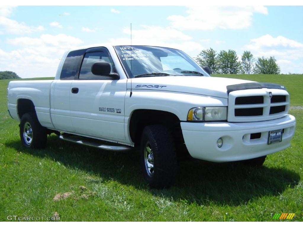 1999 Ram 1500 Sport Extended Cab 4x4 - Bright White / Agate Black photo #7