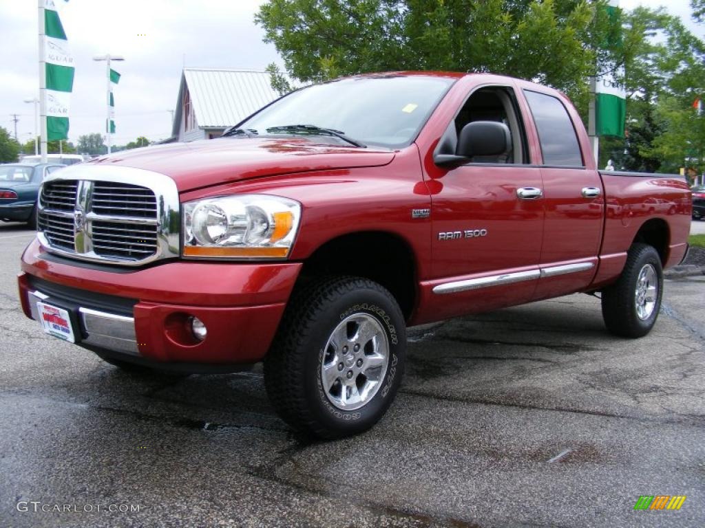 2006 Ram 1500 Laramie Quad Cab 4x4 - Inferno Red Crystal Pearl / Medium Slate Gray photo #1